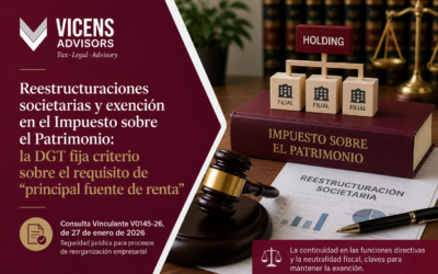 La DGT clarifica el cómputo de rendimientos en el año de constitución de una sociedad holding a efectos de la exención en el Impuesto sobre el Patrimonio