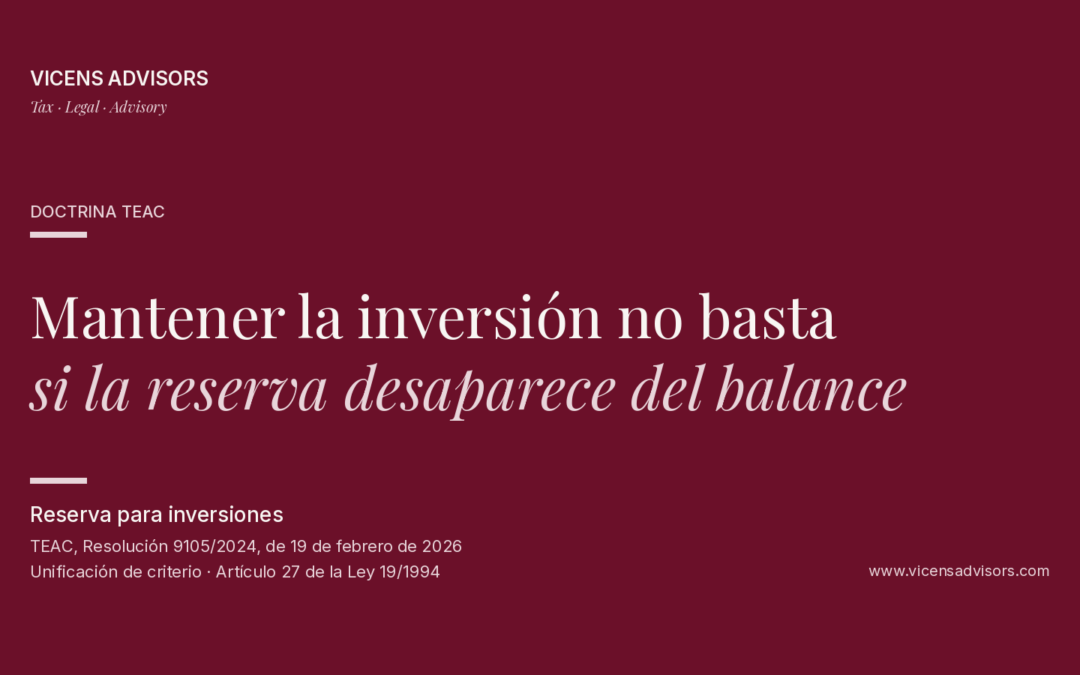 Reserva para inversiones: el TEAC concluye que mantener el activo no basta si la reserva desaparece del balance